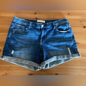 GAP 1969 5” Distressed Cuffed Dark Indigo Wash Jean Shorts Size 33